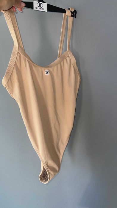 SALE шанел беж бански цял топ комплект костюм chanel боди бежов