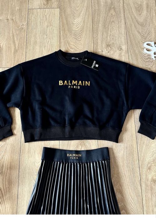 Balmain!Разкошен есенен сет пола солей и суичър кроп