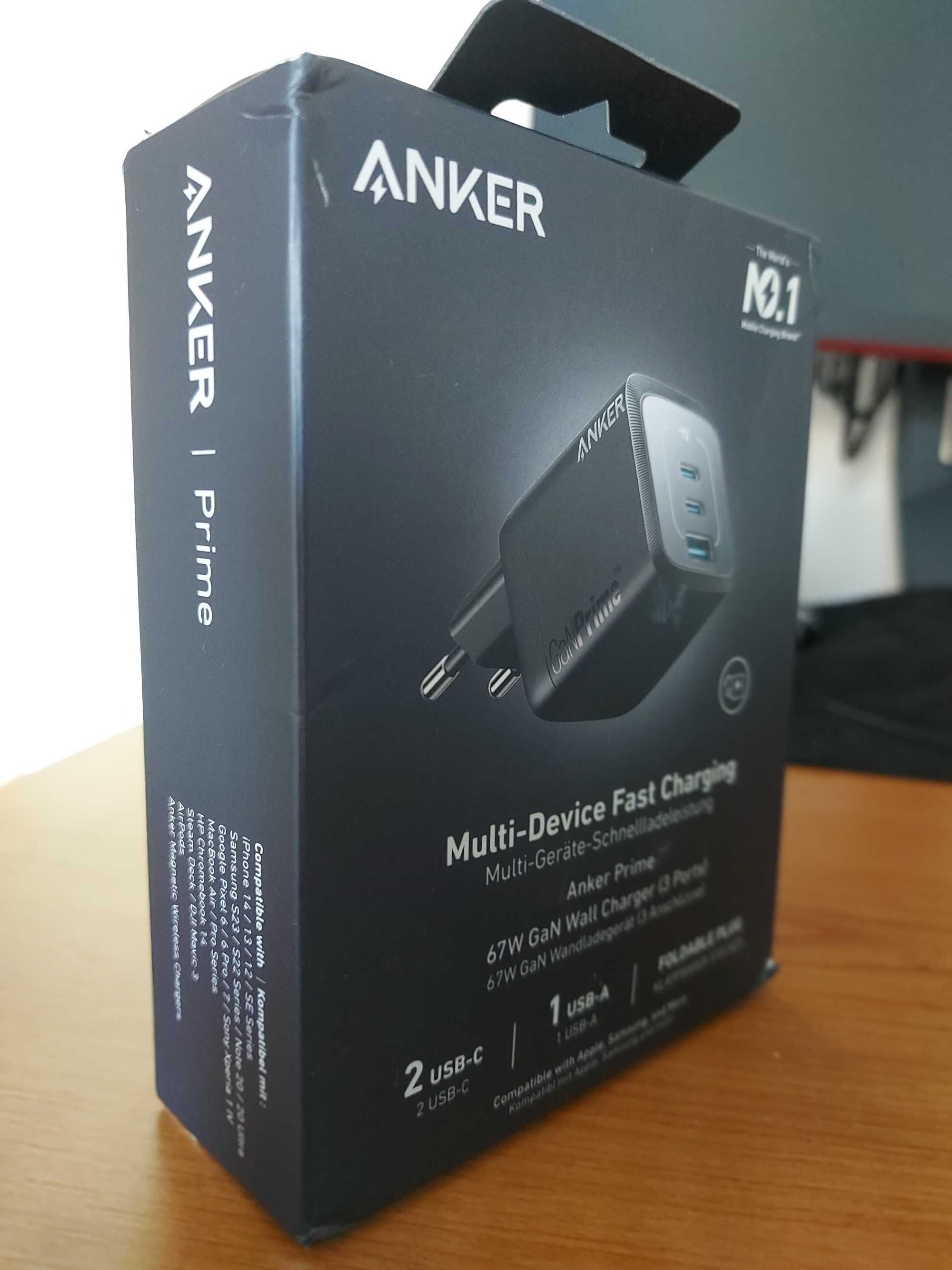 Anker Prime 67W GaN Зарядно за мобилни устройства и лаптопи (3 порта)