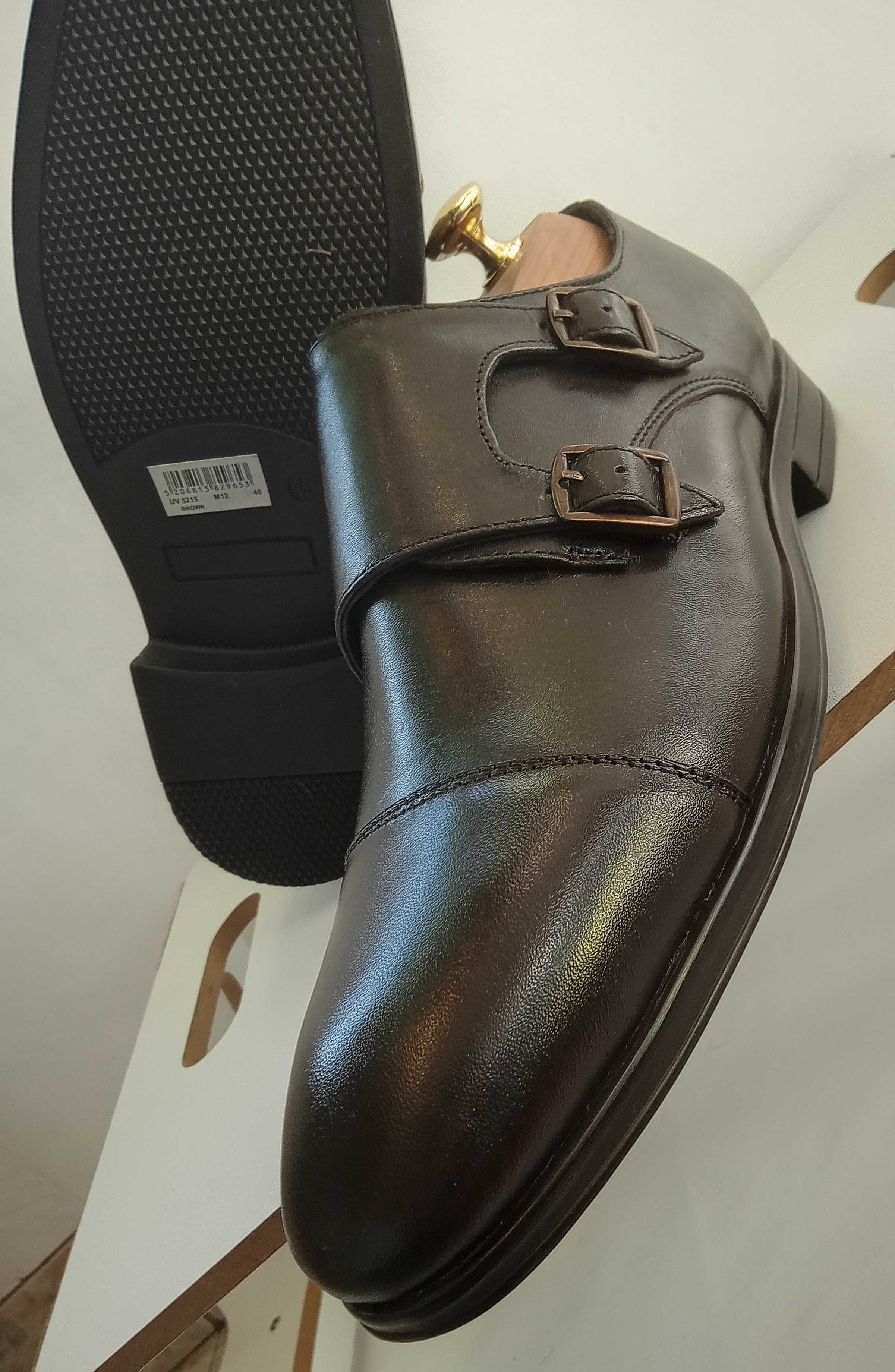 Pantofi monk 42 43 premium Migato NOI piele naturala moale