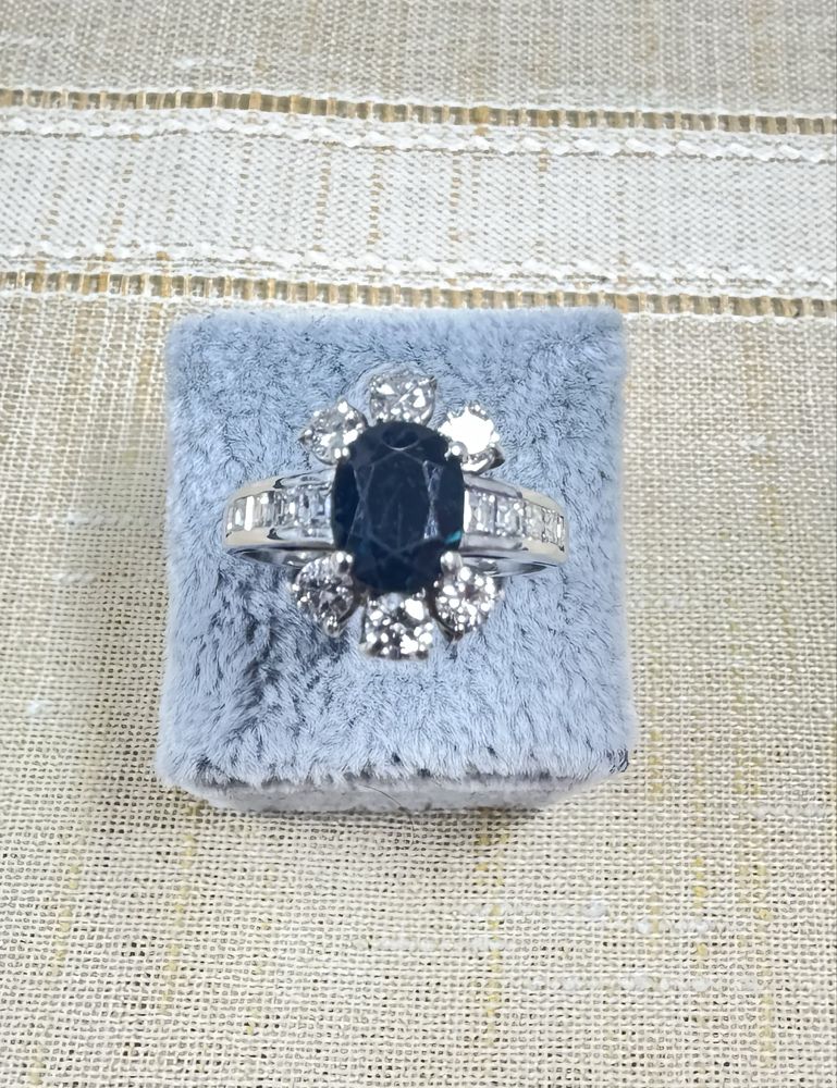 Inel Aur 18k cu Diamante si Safir naturale