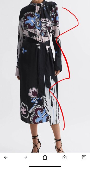 Rochie cu pliu in fata midi brand Reiss