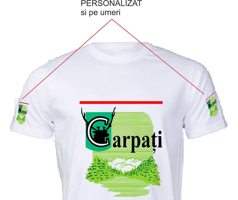 Tricou CARPATI, alb, L, transport gratuit