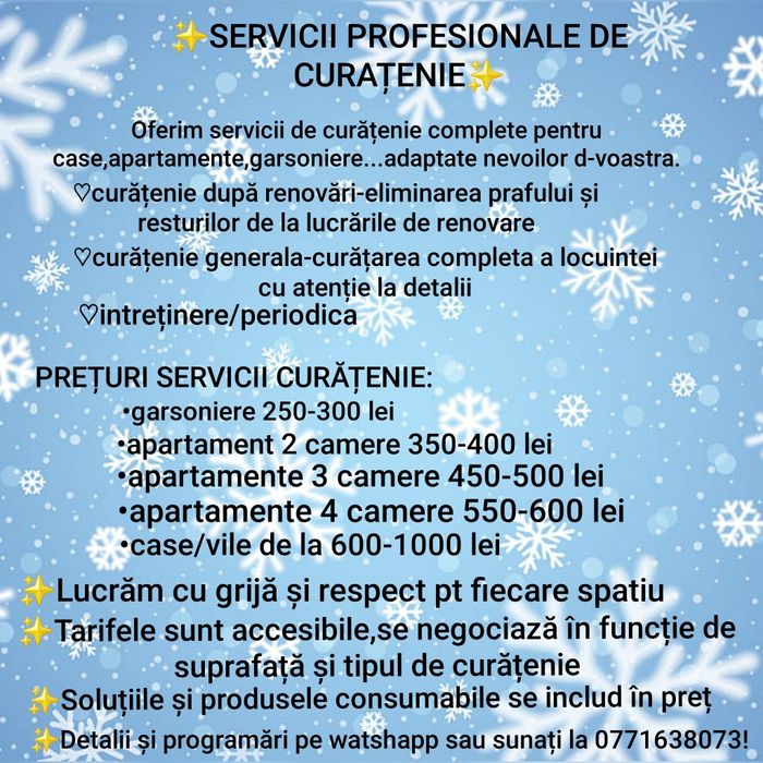 Servicii profesionale de curățenie