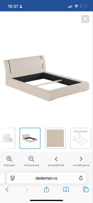 Pat tapitat crem 160x200 cu saltea