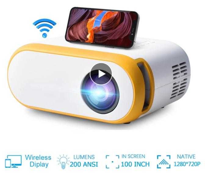 1680x1050 1080P FULL HD HDMI WiFi Miracast Мултимедиа Проектор Къмпинг