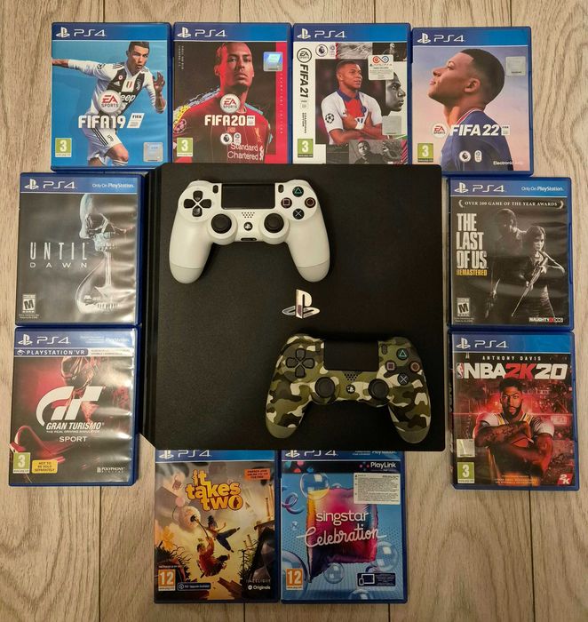 Playstation PS4 1T cu doua controllere si 10 jocuri