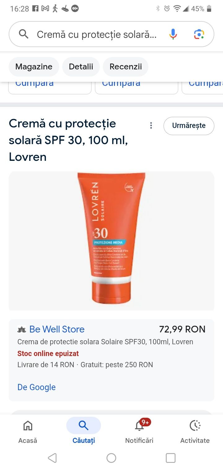 Cremă solară spf 50+ Lovren 100 ml