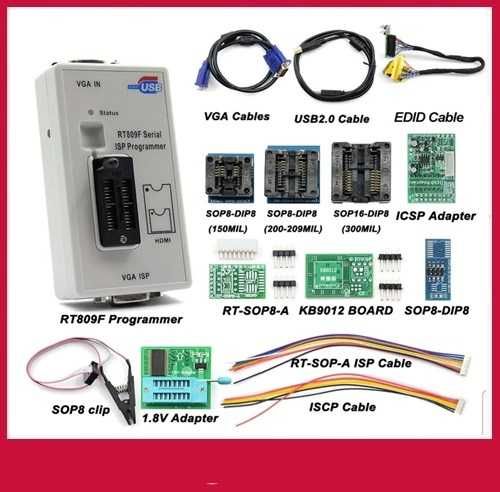 Programator memorii ECU RT809F LCD ISP + adaptoare +cablu EDID + BIOS