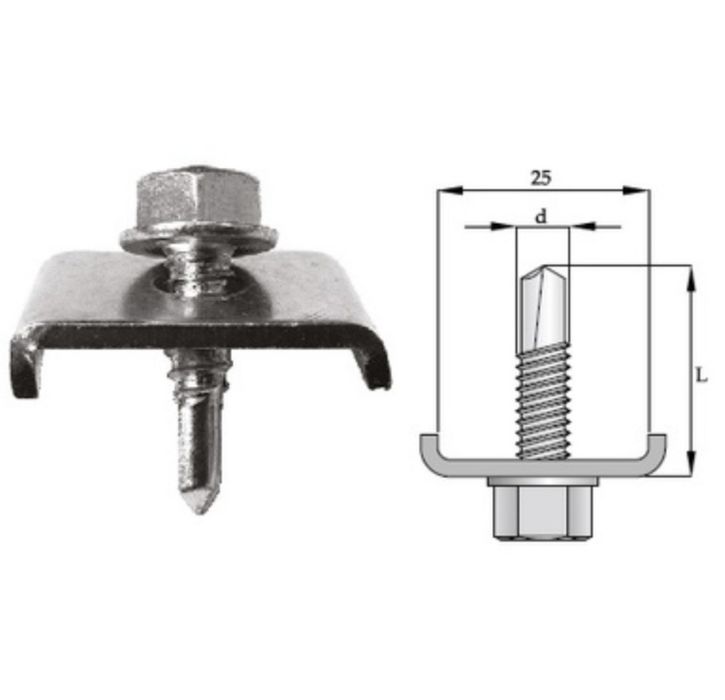 Șurub cu clema rapid pt prinderea și fixarea panourilor de gard