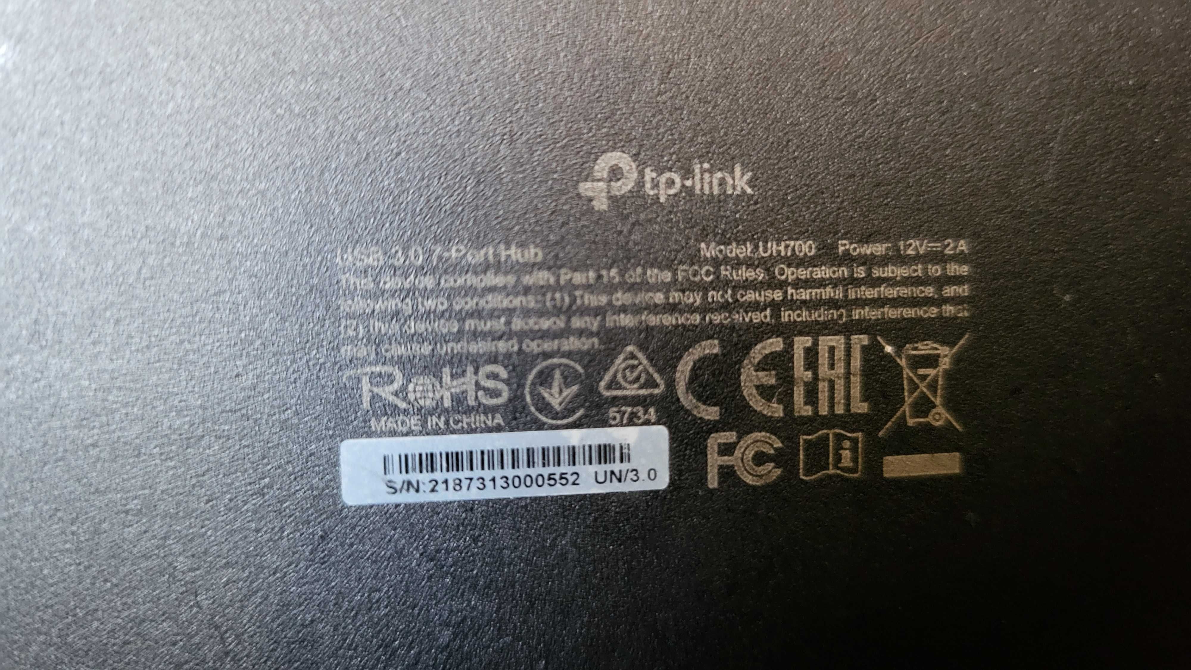 TP-LINK Hub USB UH700, 7 porturi, USB 3.0,  Negru