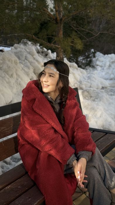 Шуба красная тедди