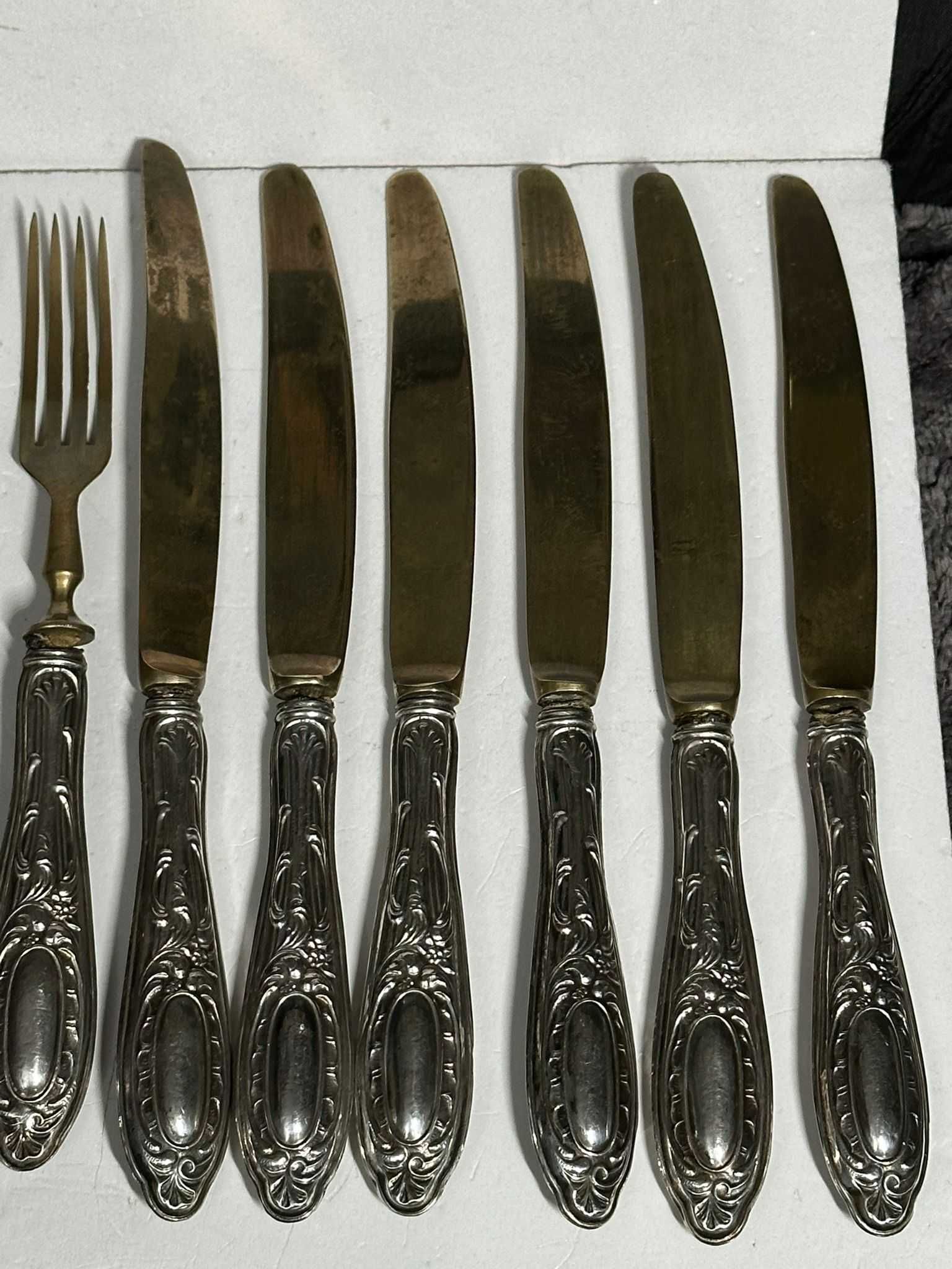 SET TACAMURI - 6 FURCULITE + 6 CUTITE - ARGINT 800 -Vintage -3.5lei/gr