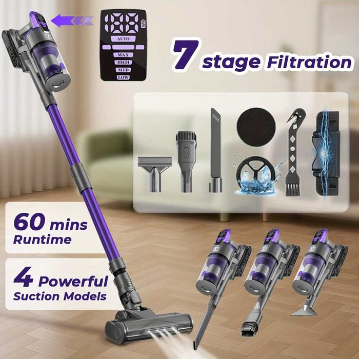 Безжична Вертикална Прахосмукачка - Yanhama H5 600W 55000Pa, 4-в-1!