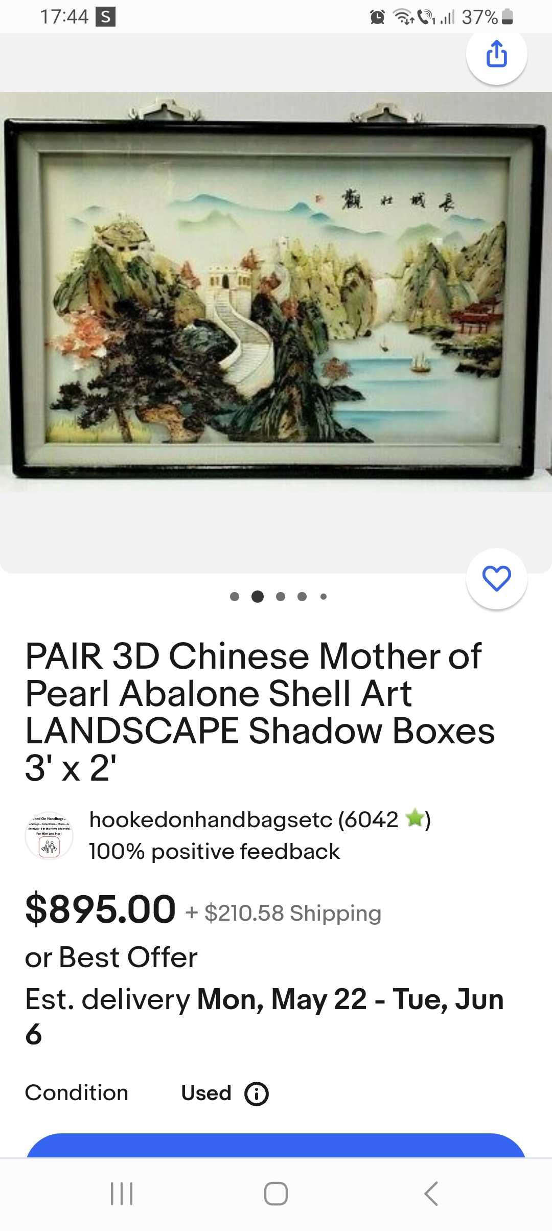 Tablou scoici Chinese Mother of Pearl Abalone Shell Art LANDSCAPE