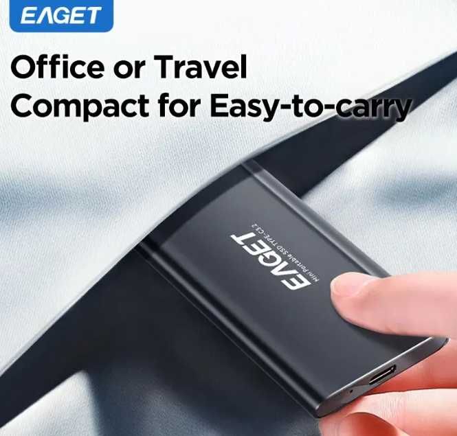 Външен SSD твърд диск EAGET 1TB, USB 3.2 трансфер до 500MB/s (НОВ)