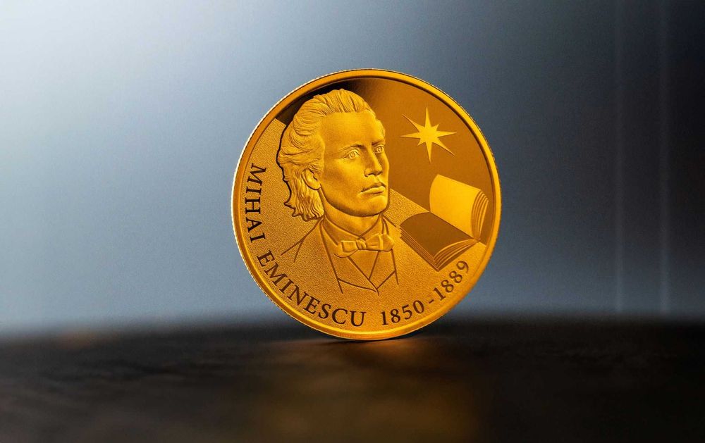 Monedă Aur: Mihai Eminescu — 50 lei — RM — 2025