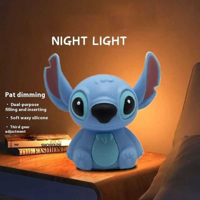 Силиконова, детска лампа Stitch,14x16см,USB зареждане,Вградена батерия