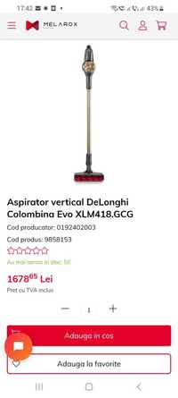 Aspirator vertical DeLonghi Colombina Evo XLM418.GCG