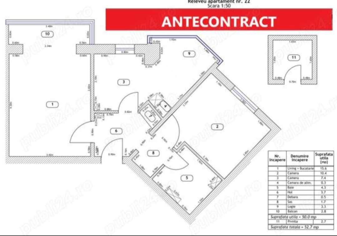 Ap 2 dormitoare+ buc&living, et Int  decomandat Cioplea Manastur