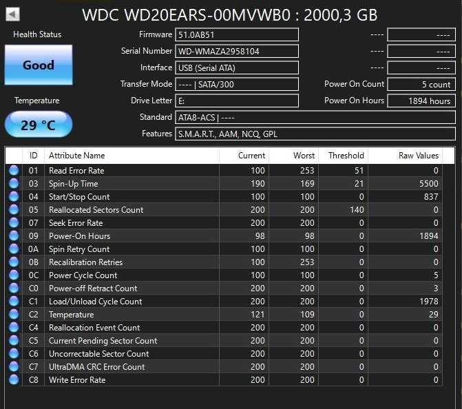 HDD Western Digital WD20EARS-00MVWB0 2TB 5400RPM 64MB SATA