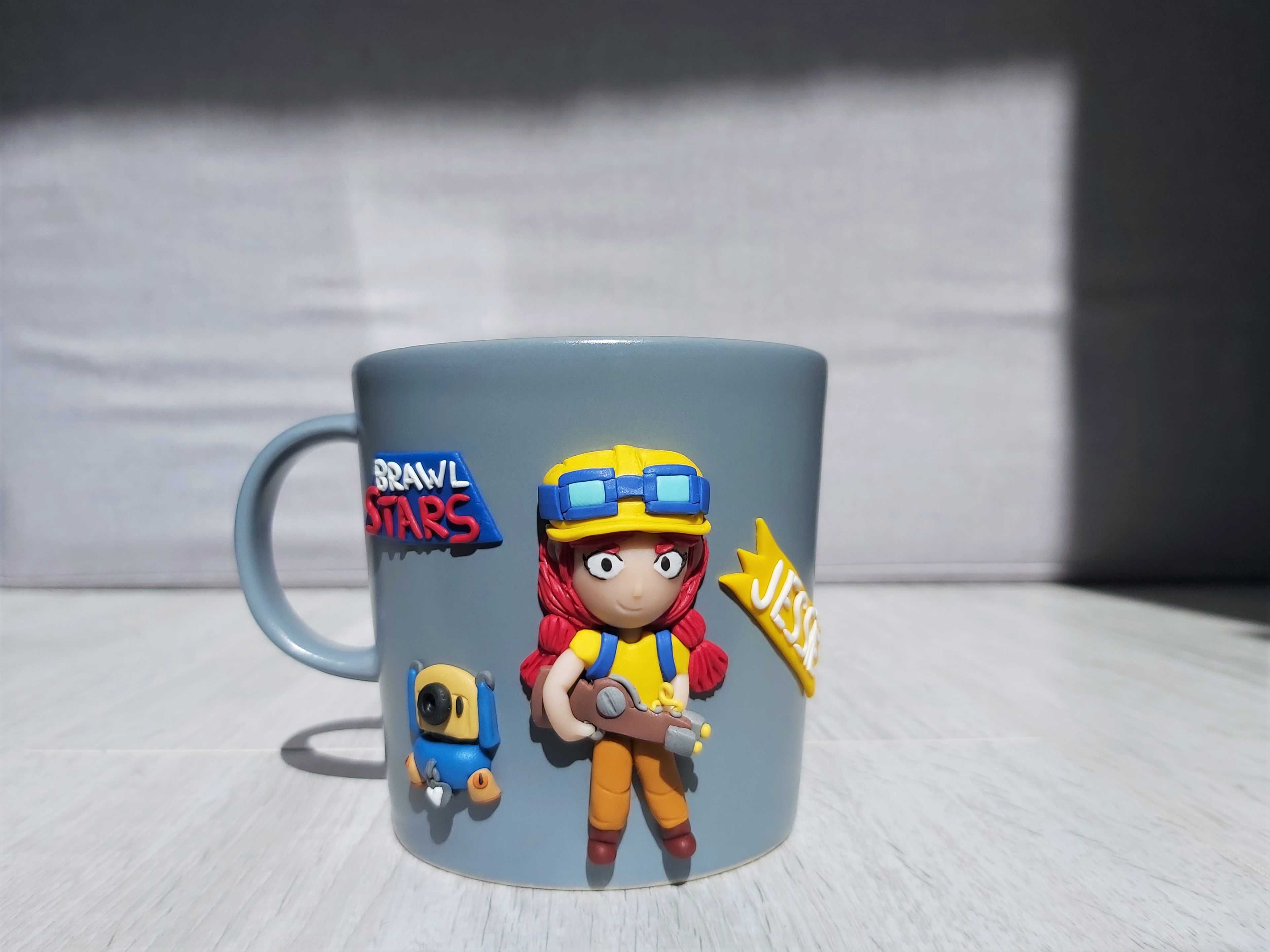 Brawl Stars handmade cadou copii cana figurina Jessie si Scrappy