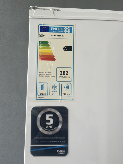 Combina frigorifica frigider Beko BCSA285K2S, 271 l, Clasa A+