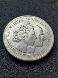 moneda argint 51 g Insulele Cayman 25 dolari, 1972 necirculata