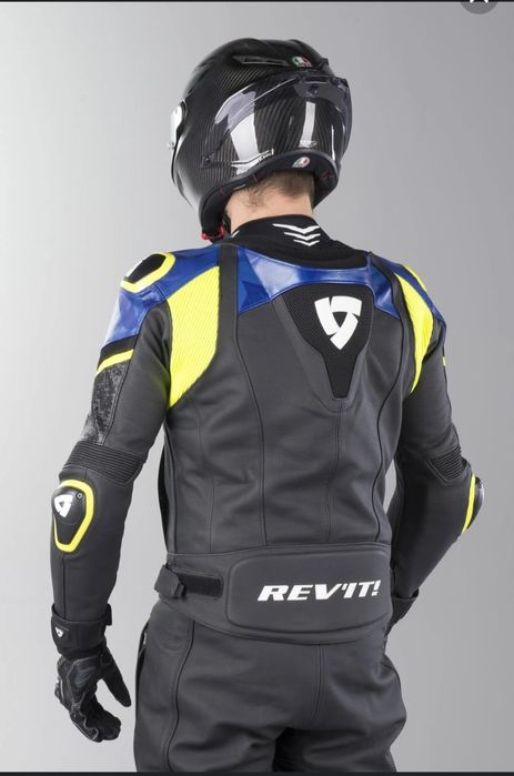 Geaca moto piele Rev'it hyperspeed pro 52 cocoasa