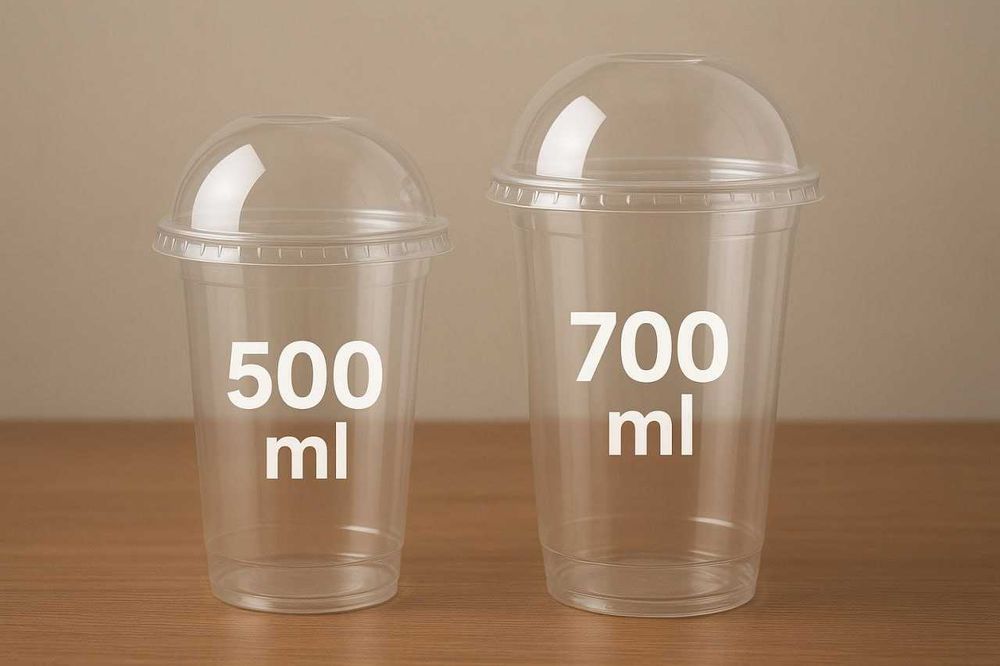 Пластиковых стаканов объёмом 500 мл и 700 мл с купольной крышкой