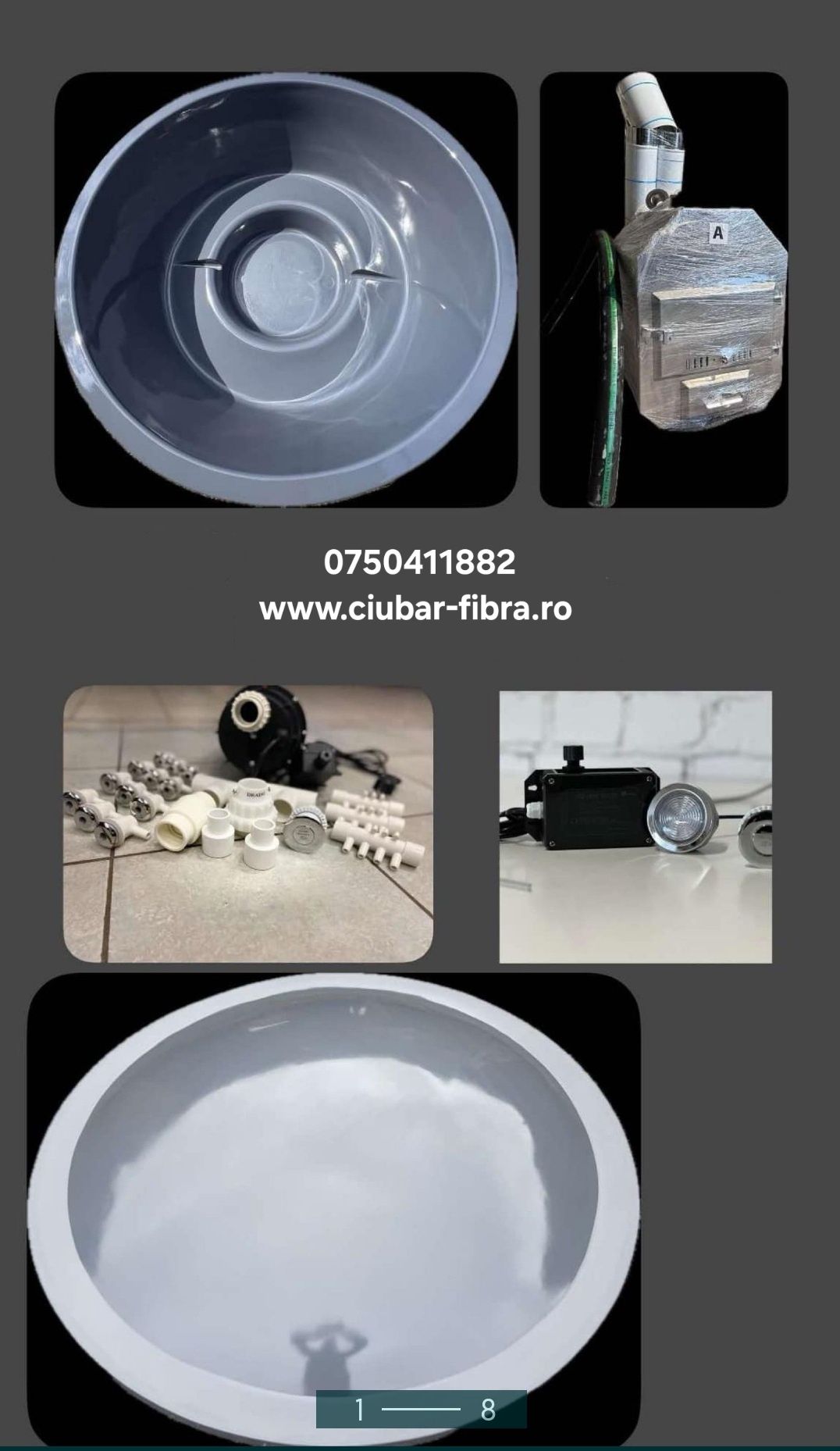 Cuva/Cada Ciubar fibra de sticla/Aeromasaj/Hidromasaj/Soba/Accesorii