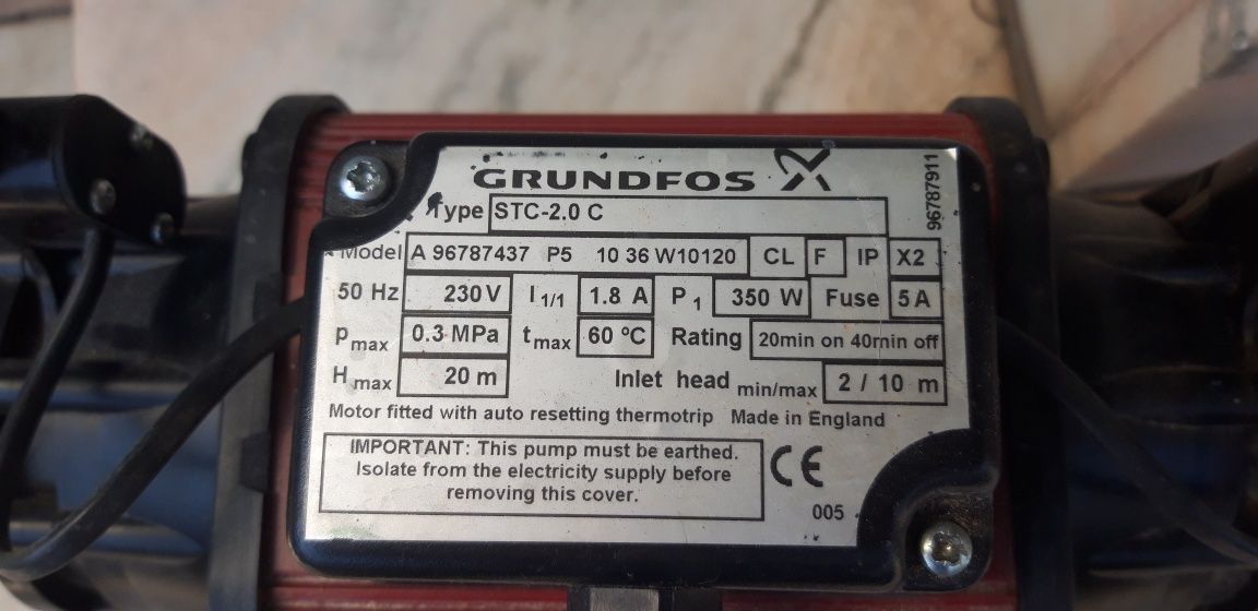 Twin shower pump. Grundfos STC 2.0 V