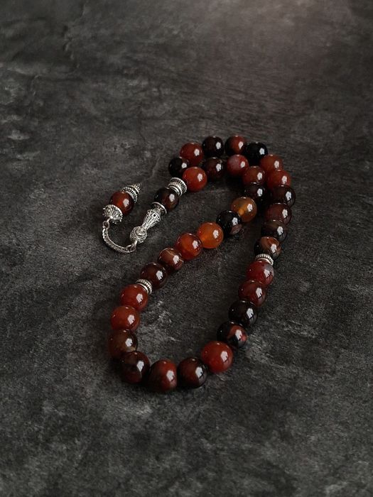 Премиальные чётки(тасбих) ручной работы из сердолика — 33 бусины