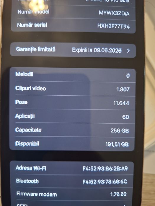 Iphone 16 Pro Max 256Gb Desert Titanium cu factura garanție iunie 2026