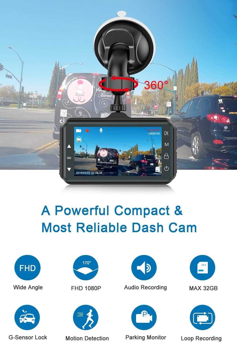 Видео регистратор CHORTAU BT12 Dash Cam даш камера