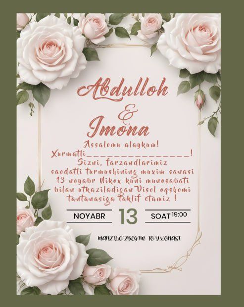 Chegirma bilan ELektroniy taklifnomalar