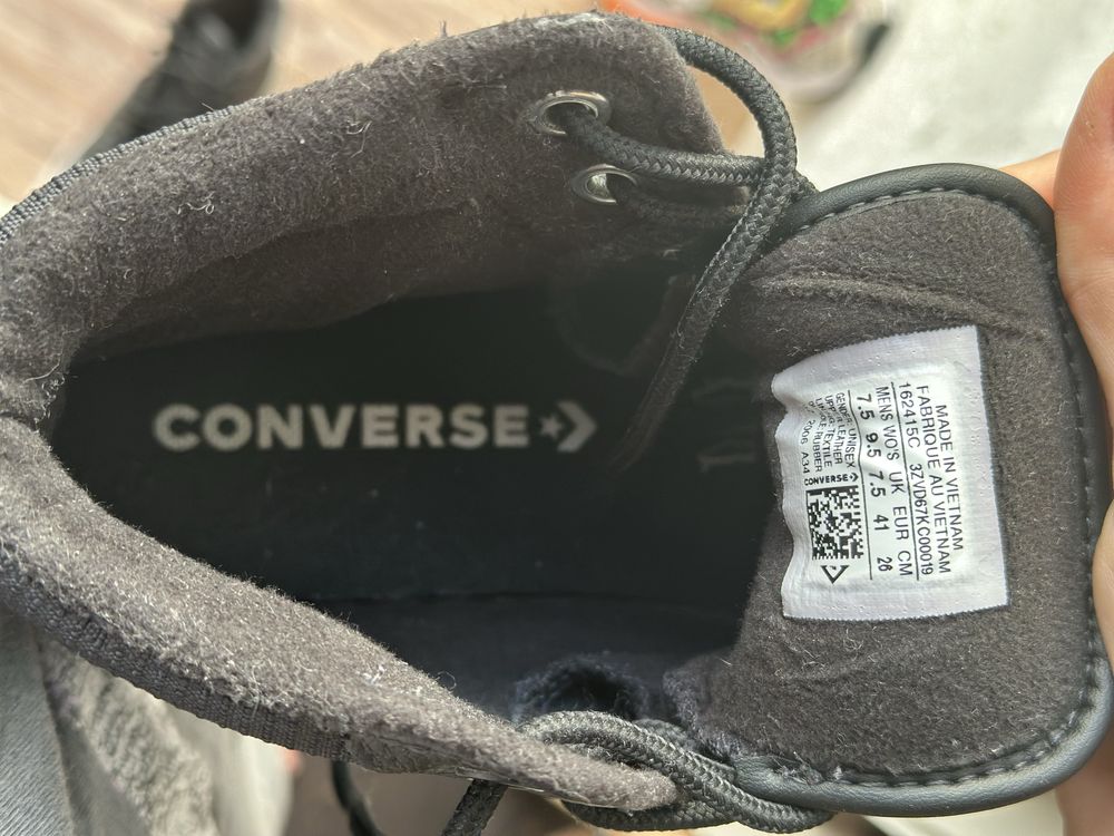 Черен кожен висок Converse - 26 см