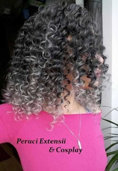 Peruca Model 622 Afro Ombre Gri Ondulat/Cret