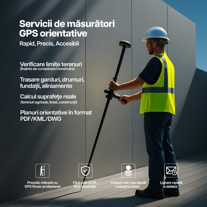 Măsurători topografice, trasare teren, trasare gard, teren agricol