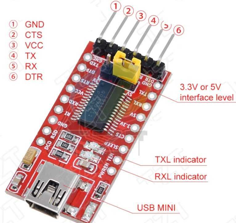 convertor USB to serial TTL CH340g, FTDI FT232 pt Drone arduino