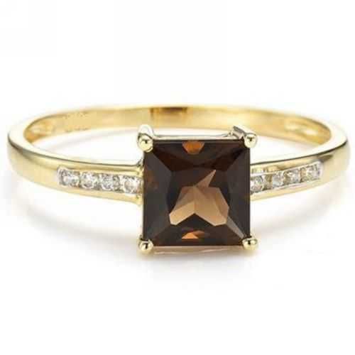 GPR135,inel placat cu aur 18k,model logodna, zirconiu alb/cafea