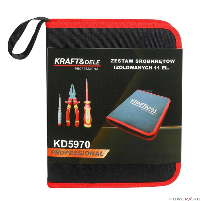 Set scule izolate pentru electricieni, trusa 11 piese, Kraft