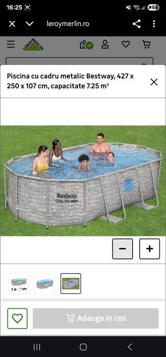 Piscina cu cadru metalic Bestway, 427 x 250 x 107 cm, capacitate 7.25