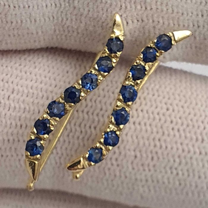 Cercei Aur 14K Cu Safire Naturale Royal Blue