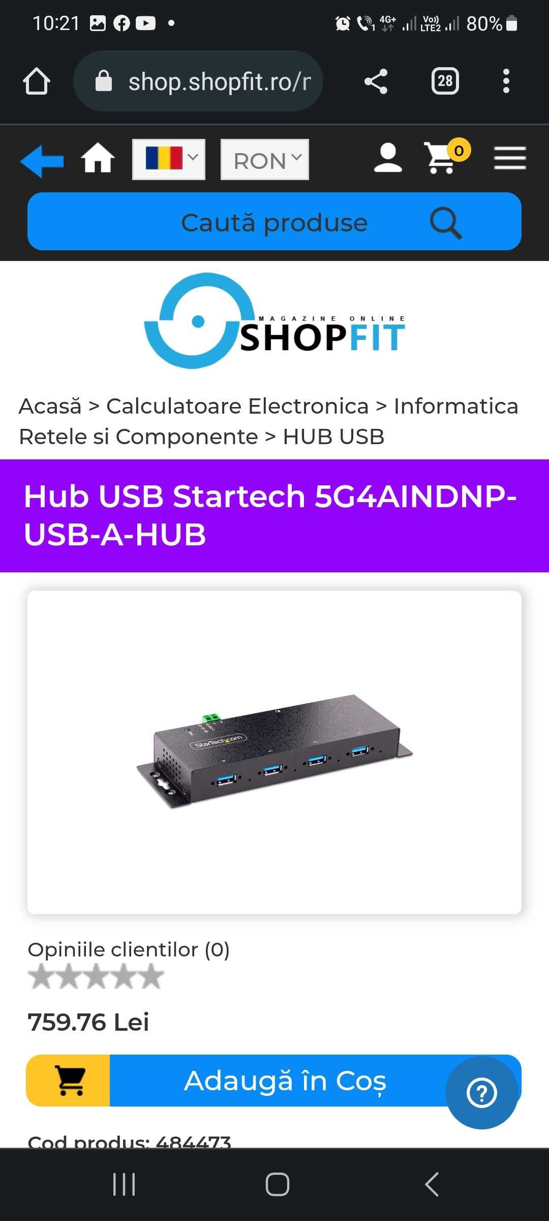 Hub USB Startech 5G4AINDNP-USB-A-HUB (nou)