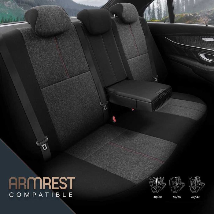 Комплект Тапицерия OTOM –Черно/Червено, за Предни и Задни Седалки