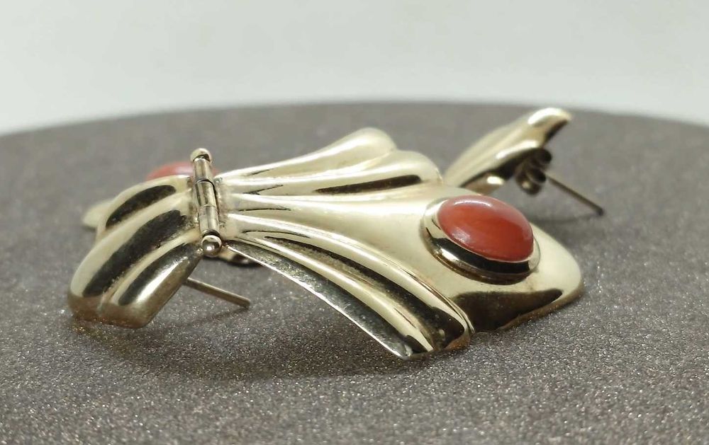 Cercei vintage din argint 800 aurit cu coral – Italia