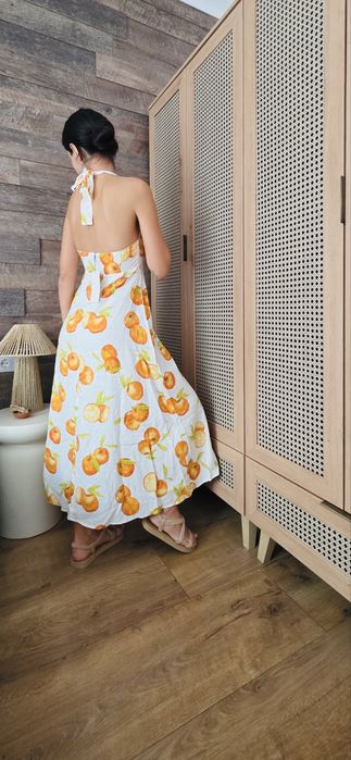 Rochie lunga imprimeu portocale Zara