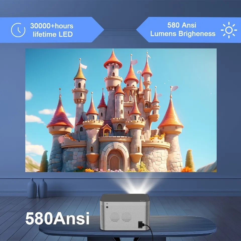 Videoproiector LED 4K,Android 11,Wi-Fi 6,32G, 580 ansi Nou