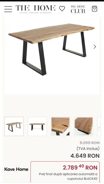 Masa dining maro din lemn 90x160 cm Alaia Kave Home